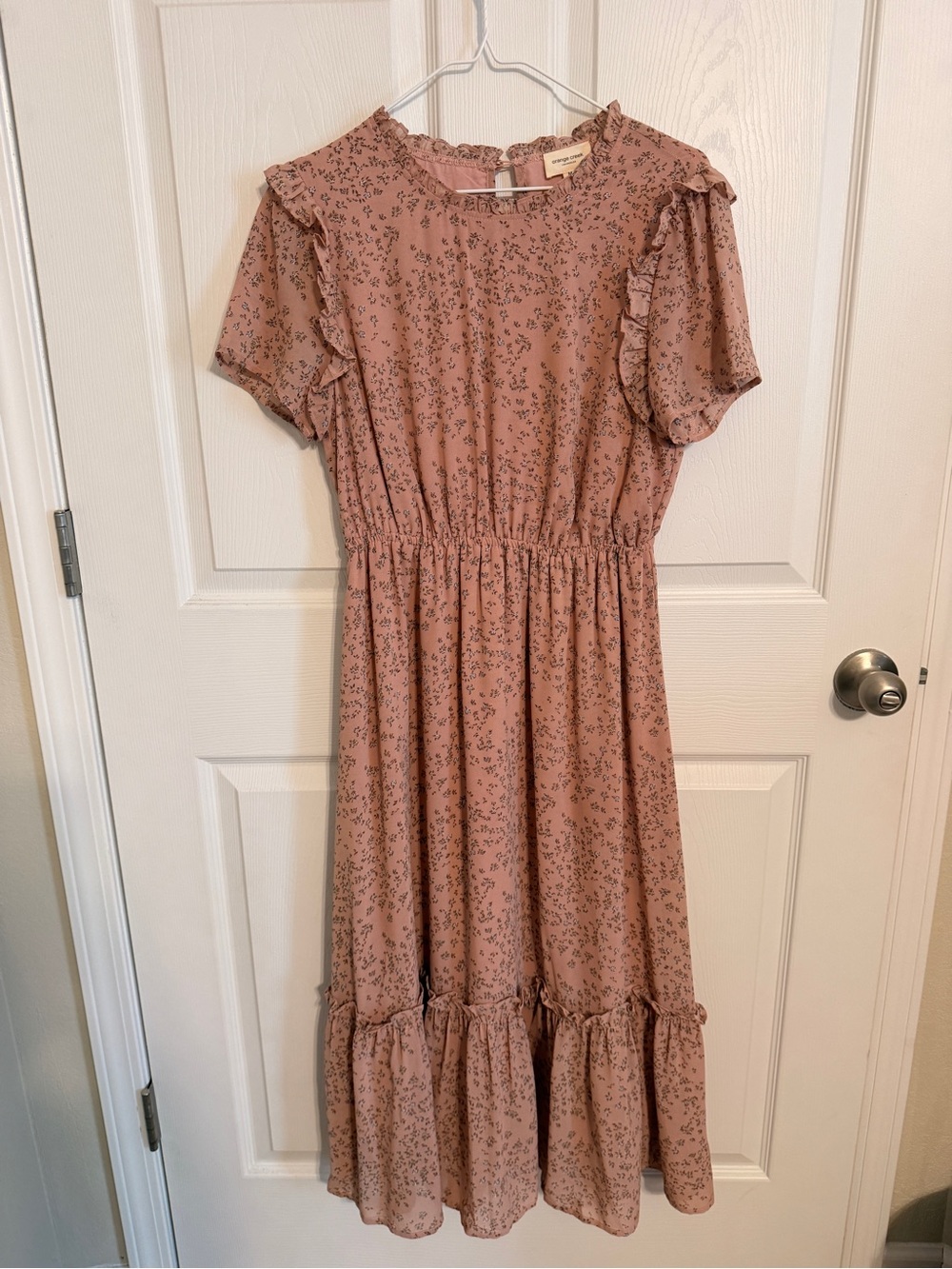 Orange Creek Dusty Rose Floral Ruffle Midi Dress Size Medium